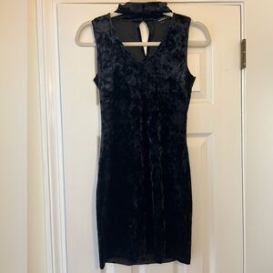 Fashion Nova Black Velvet Dress, Size Small
